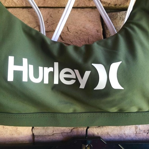 Hurley olive green white logo Bikini swimsuit NWT size Small - Picture 3 of 9